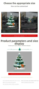 Détail de l'autocollant statique sapin de Noël en PVC avec tableau des tailles et specs