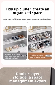 Space-saving double-layer transparent shoe rack with anti-slip texture for shoe cabinet