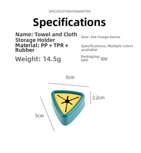 Detail view of triangular towel plug holder showing exact dimensions of 5x5x2.2cm