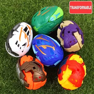 6-piece set of transformable dinosaur egg robot toys in various vibrant colors