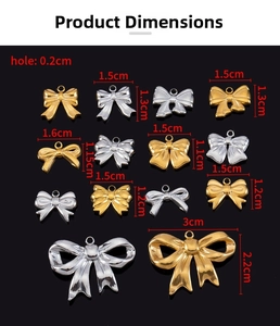 Tableau des tailles pour pendentifs noeuds en or et argent avec dimensions et trous de 0,2cm