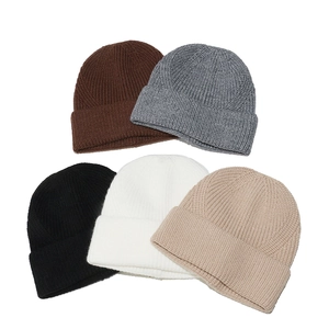 Ribbed Beanie Acrylic Knitted Winter Hat Warm Cuffed Soft Striped Daily Casual Unisex Cold Weather Accessory