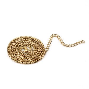 Minimalist golden square box chain necklace in stainless steel with lobster clasp closure