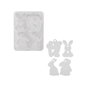 Detail of Easter bunny and LOVE letter silicone mold for resin pendants and crafts