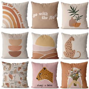 Short Plush Pillowcase Polyester Digital Print Abstract Geometric Nordic Boho Minimalist Decorative Cushion Cover Office