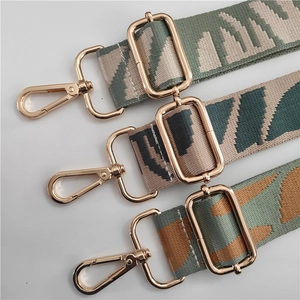 Adjustable wide replacement shoulder straps with geometric patterns and gold buckles