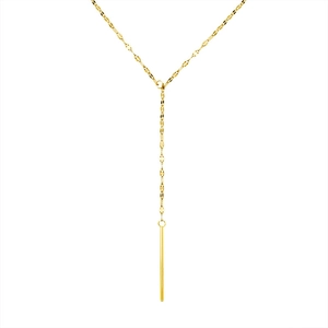 Collier en Y de style français en acier titane plaqué or 18k avec pendentif barre longue
