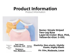Size chart showing soft ribbed pet base shirts in blue, pink, and yellow colors