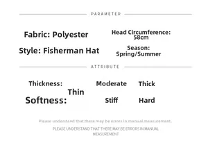 Detailed parameter table showing polyester sun hat specifications and quick-dry fabric attributes