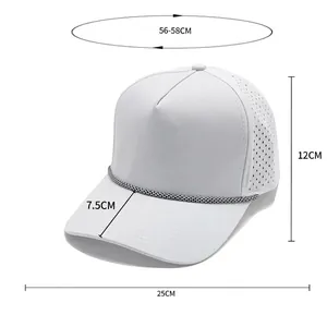 White quick-dry baseball cap with breathable side holes and 56-58cm head circumference