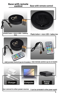 LED base kit with remote control and USB cable for Christmas glass tree ornaments