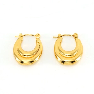 Ins style 18K gold-plated stainless steel chunky double-layered spiral hoop earrings