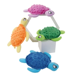 Colorful plush turtle squeaky toys for dogs with pineapple texture fabric and big eyes