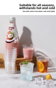 Detail of thickened transparent plastic cups showing smooth and diamond textured designs