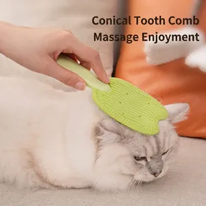 Double-sided pet massage comb with conical teeth for cat grooming and hair removal
