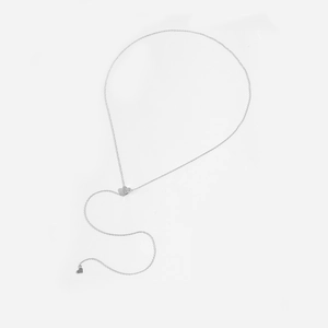 Detailed view of S925 sterling silver Y-shaped heart tassel necklace with zirconia stones