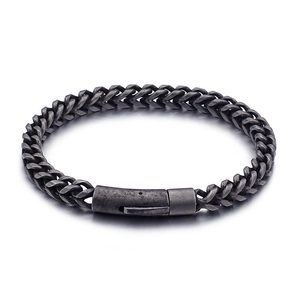 Bracelet chaîne épaisse en acier titane vintage pour homme avec fermoir industriel rond
