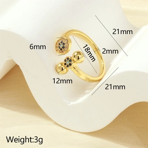 Detailed view of gold X-ring dimensions with blue zircon inlay and 18mm inner diameter