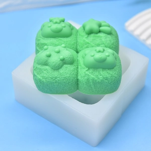 Green 3D bear and star silicone mold for handmade soap, candles and DIY resin crafts
