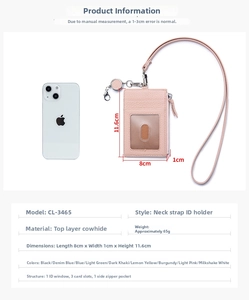 Pink leather ID holder dimensions and structure with phone for size comparison