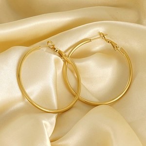 Classic French retro 18K gold plated stainless steel hoop earrings for women