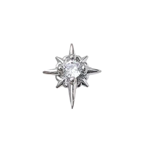 Minimalist S925 silver starburst stud earrings with brilliant round white zircon stone