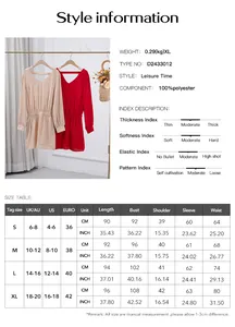 Tableau des tailles détaillé pour robe à manches bouffantes incluant longueur et buste