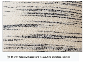 Dettaglio macro della federa per cuscino in tweed bianco e nero con trama jacquard