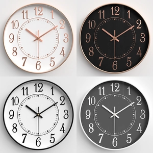 Modern Minimalist Wall Clock Silent Quartz Non-Ticking Round Plastic Glass For Living Room Bedroom Office Home Decor