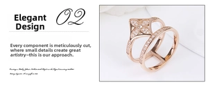Detailed macro view of a rose gold double-layer clover ring with pavé-set zircons