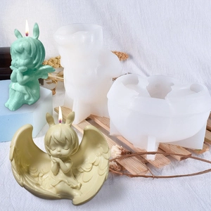 3D Engel Flügel Silikonform für DIY Kerzen und Seifen mit dekorativen Mädchenfiguren
