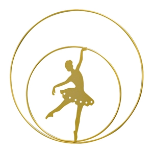 Nordic gold metal wall decor with double rings and ballerina silhouette for living room