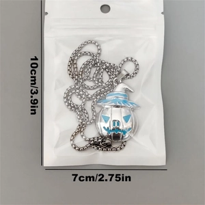 Luminous Halloween pumpkin pendant necklace with blue hat in a 10x7cm storage bag