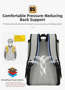 Detail view of ergonomic S-shaped shoulder straps and 3D breathable mesh padding on the backpack