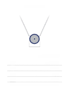 Detailed specs of S925 silver necklace with blue zircon pendant and dimensions