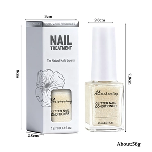 Nutrient nail cuticle oil with gold glitter in 12ml glass bottle with packaging box