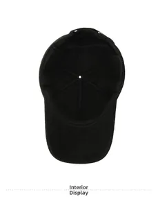 Detailed inner view of warm black wool baseball cap with soft lining and thermal insulation