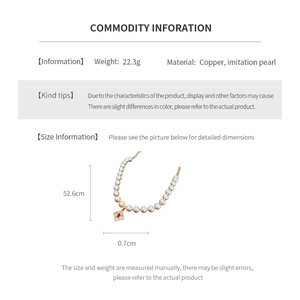 Detailed size chart for the gold-plated flower tassel bracelet with pearl accents