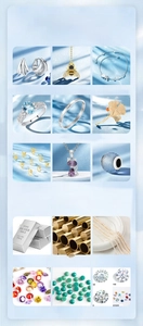 Detailed grid display of 925 silver jewelry collection including rings and necklaces