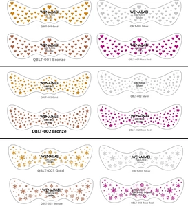 Metallic heart and star temporary freckle stickers in gold silver and rose red