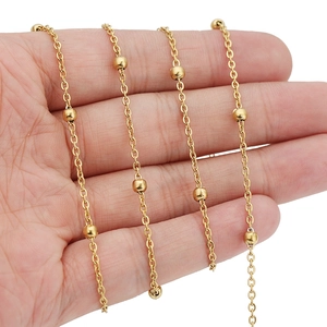 4mm 18k gold plated stainless steel satellite bead chain for DIY necklace jewelry