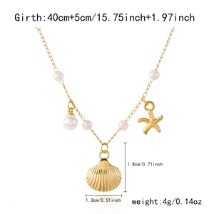 Dimensions du collier étoile de mer et coquillage avec perles et marquages de taille