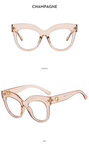 Dettaglio delle montature per occhiali cat-eye TR90 champagne in vista frontale e laterale