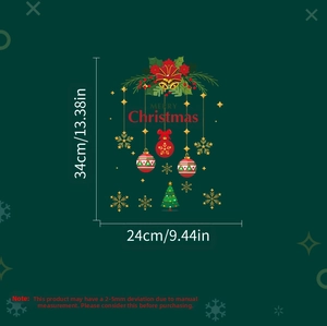 Detailed view of Merry Christmas door stickers with dimensions 34x24cm in festive colors