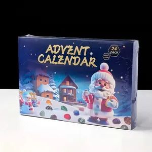 Christmas Advent Calendar with 24 natural mineral stones in a festive gift box
