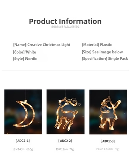 Detailed view of LED Christmas hanging lights featuring moon, elk, and Santa shapes