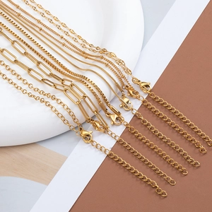 Adjustable 45cm gold titanium steel necklace chain collection with lobster clasps