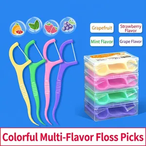 Dental Floss Picks Fruit Flavored Ultra Fine High Tension Fiber Teeth Cleaning Sticks Toothpicks Strawberry Mint Grapefruit Grape