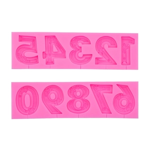 Digits Silicone Mold Floral Relief For Cake Topper Decoration Fondant Chocolate Candle Making DIY Birthday Baking Tool