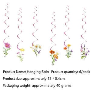 Floral spiral hanging swirls set for wild flower theme party birthday decorations